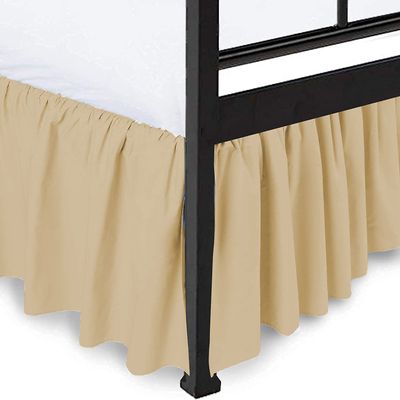 Dust Ruffle with Split Corner Bed Skirt 100% Cotton 800 Thread Count 18" Drop Lenth Ruffle Bed Skirt, Easy Fit, Three Side Coverage, Bed Skirt Full Size Taupe