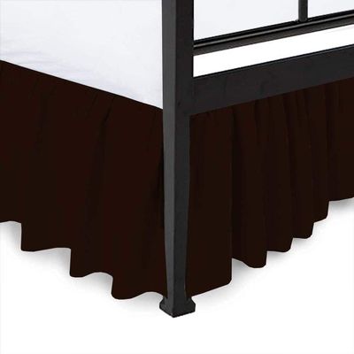 Dust Ruffle with Split Corner Bed Skirt 100% Cotton 800 Thread Count 15" Drop Lenth Ruffle Bed Skirt, Easy Fit, Three Side Coverage, Bed Skirt Twin XL Size Chocolate