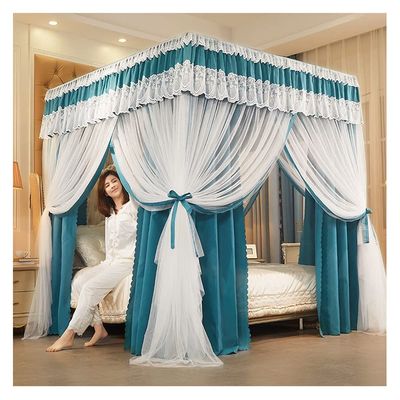 Bed Canopy Four- Corner Column Luxury Bed Canopy Curtain Double Bed Cover, for Double- Layer Dust- Proof and Light- Proof Bed Curtains in Four Seasons, with Frame (Size : 200x220x200cm)