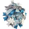 Artisan Winter Wonderland, Christmas wreath, ice blue, turquoise, silver grey, Christmas door hanger, Christmas decorations view 3