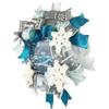 Artisan Christmas wreath featuring blue truck, ice blue, turquoise, silver grey, Christmas door hanger, Christmas decorations view 2
