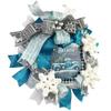 Artisan Christmas wreath featuring blue truck, ice blue, turquoise, silver grey, Christmas door hanger, Christmas decorations view 4
