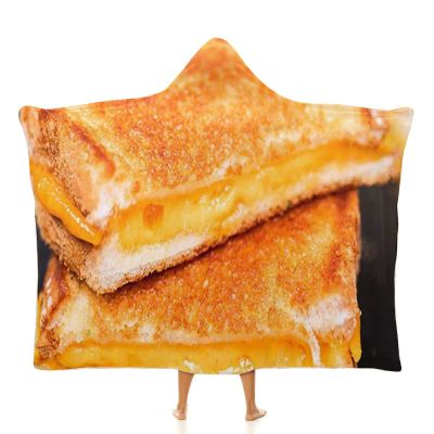 XKAWPC Grilled Cheese Sandwich Wearable Hooded Blanket Soft Warm Throw Blanket Robe Cloak Wrap For Bed Sofa Bedding 60"x80"