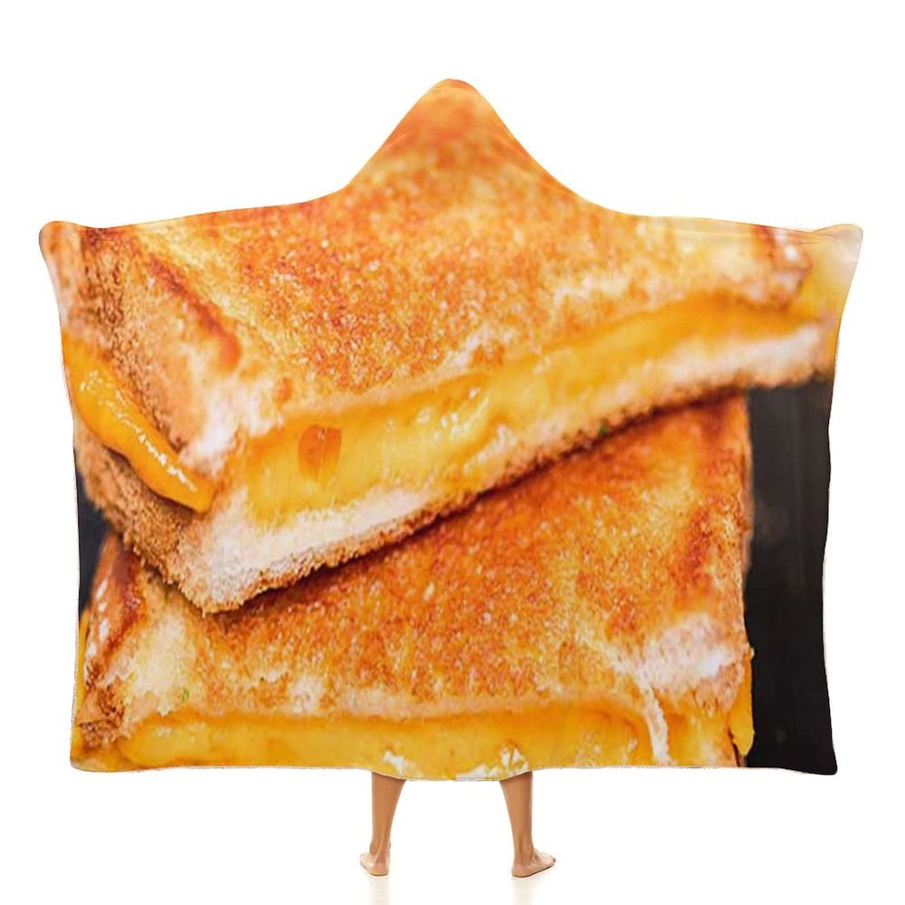 XKAWPC Grilled Cheese Sandwich Wearable Hooded Blanket Soft Warm Throw Blanket Robe Cloak Wrap For Bed Sofa Bedding 60"x80"