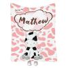 Artsadd Custom Cow Print Blanket with Name Personalized Baby Blanket for Girls Boys Throw Fleece Blanket with Pink Cow Print Customized Name Receiving Swaddle Blanket Birthday for Kids 40"x50" view 1