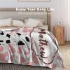 Artsadd Custom Cow Print Blanket with Name Personalized Baby Blanket for Girls Boys Throw Fleece Blanket with Pink Cow Print Customized Name Receiving Swaddle Blanket Birthday for Kids 40"x50" view 3