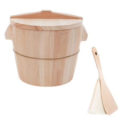 1set Home Kitchen Wooden Rice Steamer Bucket Natural Wood Steamed Rice Container Lid Easy to Clean for Home Cooking and Restaurants Random Style