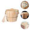 1set Home Kitchen Wooden Rice Steamer Bucket Natural Wood Steamed Rice Container Lid Easy to Clean for Home Cooking and Restaurants Random Style view 2