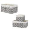 Bidtakay Baskets Set Fabric Storage Bins-White&Quatrefoil Grey Bundled Baskets of 2 Large Baskets 16" X 11.8" X 11.8" + 3 Medium Baskets 15" X 11" X 9.5" for Closet, Shelves view 1