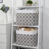 Bidtakay Baskets Set Fabric Storage Bins-White&Quatrefoil Grey Bundled Baskets of 2 Large Baskets 16" X 11.8" X 11.8" + 3 Medium Baskets 15" X 11" X 9.5" for Closet, Shelves view 2
