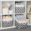 Bidtakay Baskets Set Fabric Storage Bins-White&Quatrefoil Grey Bundled Baskets of 2 Large Baskets 16" X 11.8" X 11.8" + 3 Medium Baskets 15" X 11" X 9.5" for Closet, Shelves view 3