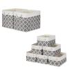 Bidtakay Baskets Set Fabric Storage Bins-White&Quatrefoil Grey Bundled Baskets of 2 Large Baskets 16" X 11.8" X 11.8" + 6 Small Baskets 11.8" X 7.8" X 5" view 1