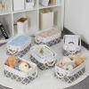 Bidtakay Baskets Set Fabric Storage Bins-White&Quatrefoil Grey Bundled Baskets of 2 Large Baskets 16" X 11.8" X 11.8" + 6 Small Baskets 11.8" X 7.8" X 5" view 4