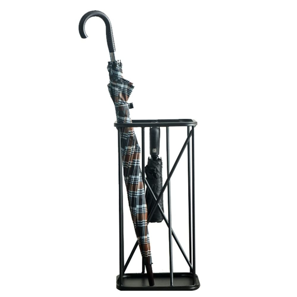 Umbrella Stand Racks Black Indoor Umbrella Holder, Hallway Umbrella Stand with Hook and Drip Tray, Iron Umbrella Basket for 12 Umbrellas, 11x11x22inch