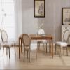 chairus Farmhouse Dining Chairs Set of 4, French Country Dining Room Chairs Vintage Fabric Upholstered Chair with Round Back Dark Wood Legs, Beige 4 PCS view 1