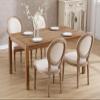 chairus Farmhouse Dining Chairs Set of 4, French Country Dining Room Chairs Vintage Fabric Upholstered Chair with Round Back Dark Wood Legs, Beige 4 PCS view 3