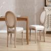 chairus Farmhouse Dining Chairs Set of 4, French Country Dining Room Chairs Vintage Fabric Upholstered Chair with Round Back Dark Wood Legs, Beige 4 PCS view 4