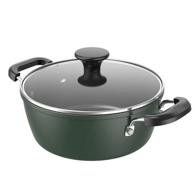 1pc Non-stick Soup Pot Lid Blackish Green Dual Handle Stew Pot Thick Material for Home Cooking for Soups and Healthy Meals