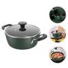 1pc Non-stick Soup Pot Lid Blackish Green Dual Handle Stew Pot Thick Material for Home Cooking for Soups and Healthy Meals view 3