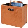 HofferRuffer Magazine Basket Holder, Foldable Magazine Rack, Document File Holder Organizer, File Folder, Newspaper Storage Bin Organizer for Home or Office (Brown Croco) view 1