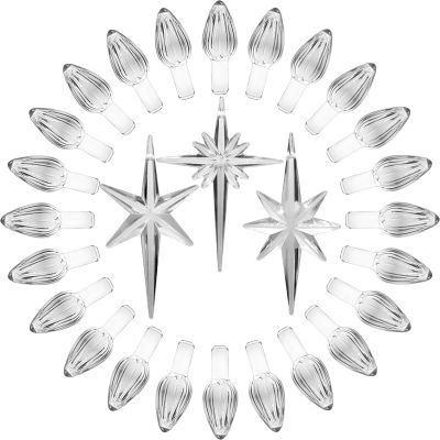 KonohaELF Ceramic Christmas Tree Replacement Lights Bulbs, Clear White Medium Twist Plastics Pegs Ornaments for Ceramic Tree(87 Bulbs 3 Topper Star)