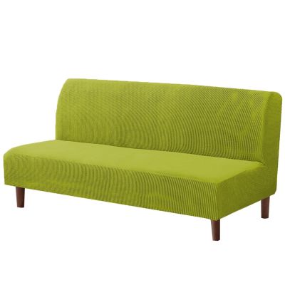 1PCS Sofa Slipcover Stretch Couch Cover All Inclusive Without Armrests Checkered Velvet Washable Furniture Protector Sofa Cover Medium Size Suitable for 145-185cm Sofa(Napped-Lazy Green)
