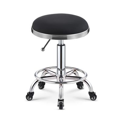XZSBDXHH Swivel Round Rolling Stool PU Leather with 5 Wheels and Foot Rest Height Adjustable 42-55cm Task Work Drafting Chair for Home Office Bar Shop Salon Spa Massage 440LBS Capacity (B)