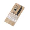 10PCS Burlap Lace Cutlery Holder Silverware Cutlery PouchKnifes Forks Bag Retro Country Wedding Party (Lace 2) view 1