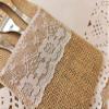 10PCS Burlap Lace Cutlery Holder Silverware Cutlery PouchKnifes Forks Bag Retro Country Wedding Party (Lace 2) view 3