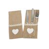 10PCS Burlap Lace Cutlery Holder Silverware Cutlery PouchKnifes Forks Bag Retro Country Wedding Party (Love 1) view 1