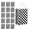 Epakh 16 Pcs Checkered Racing Treat Bags Race Car Party Favors with Handles Black and White Checkered Flag Candy Goodie Gift Bags for Themed Birthday Party Supplies view 1