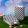 Epakh 16 Pcs Checkered Racing Treat Bags Race Car Party Favors with Handles Black and White Checkered Flag Candy Goodie Gift Bags for Themed Birthday Party Supplies view 4