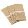 10PCS Burlap Lace Cutlery Holder Silverware Cutlery PouchKnifes Forks Bag Retro Country Wedding Party (Twine knot) view 2