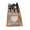 10PCS Burlap Lace Cutlery Holder Silverware Cutlery PouchKnifes Forks Bag Retro Country Wedding Party (Love B) view 1