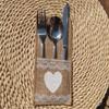 10PCS Burlap Lace Cutlery Holder Silverware Cutlery PouchKnifes Forks Bag Retro Country Wedding Party (Love B) view 2