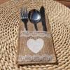 10PCS Burlap Lace Cutlery Holder Silverware Cutlery PouchKnifes Forks Bag Retro Country Wedding Party (Love B) view 3