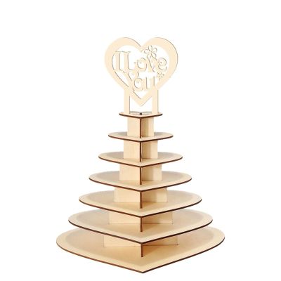 VALINK Chocolate Display Stand, Wooden Heart Plaque Decoration Freestanding Love Hollow Ornament Woodblock Craft For Home Office