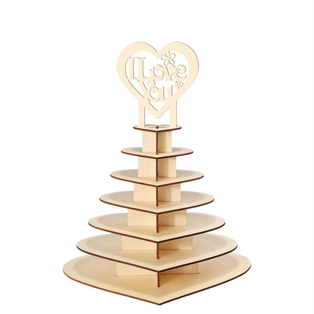 VALINK Chocolate Display Stand, Wooden Heart Plaque Decoration Freestanding Love Hollow Ornament Woodblock Craft For Home Office