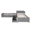 Merax Twin Size L-Shaped Platform Beds with Trundle and 2 Storage Drawers Linked with Built-in Table, Platform Twin Bed for Kids, Teens, Boys&Girls, Grey view 3