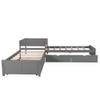 Merax Twin Size L-Shaped Platform Beds with Trundle and 2 Storage Drawers Linked with Built-in Table, Platform Twin Bed for Kids, Teens, Boys&Girls, Grey view 4