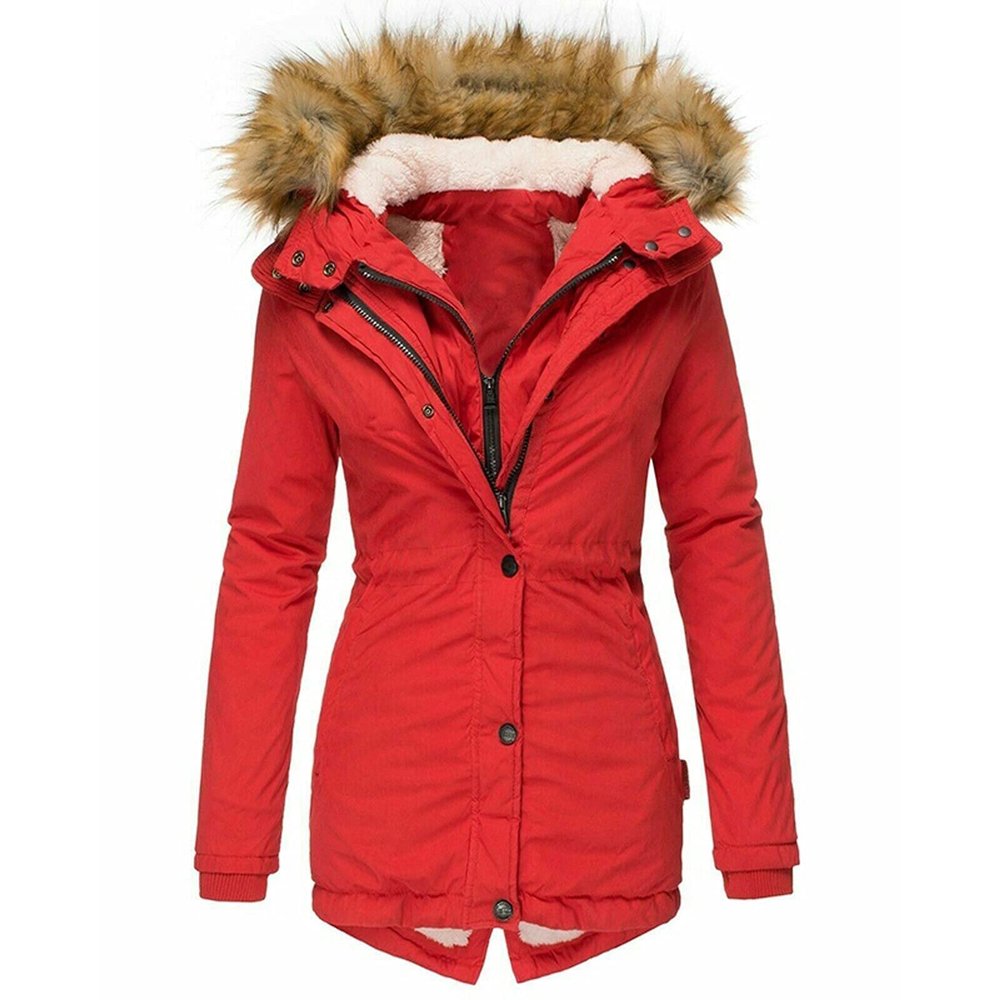 ZBYY Womens Quilted Winter Coats Warm Fleece Lined Faux Fur Lined Hooded Zip Up Down Jackets Thicken Parka Outwear