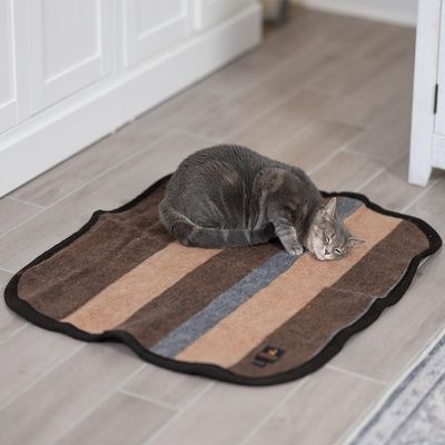 Alpaca Warehouse Alpaca Sheep Wool Blanket Pet Size Comfortably Warm - Perfect for Cats and Small Dogs - Striped Design (Beige/Soft Camel/Soft Brown, Pet Size)