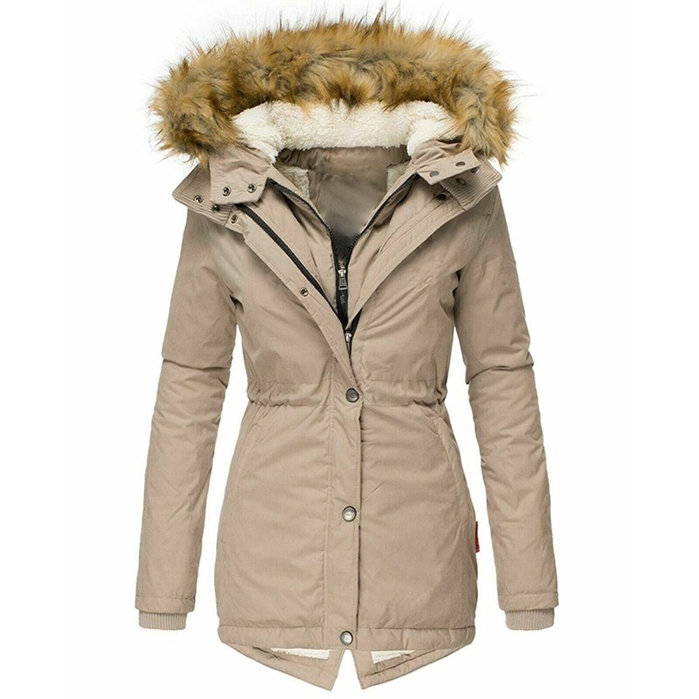 ZBYY Womens Quilted Winter Coats Warm Fleece Lined Faux Fur Lined Hooded Zip Up Down Jackets Thicken Parka Outwear