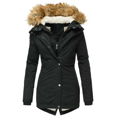 ZBYY Womens Quilted Winter Coats Warm Fleece Lined Faux Fur Lined Hooded Zip Up Down Jackets Thicken Parka Outwear