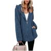 ZBYY Fluffy Women Coats Faux Shearling Shaggy Hoodies Warm Winter Jacket Zip Up Long Sleeve Outerwear with Pockets view 2