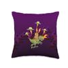 Cat On Trex Fighting UFO Funny Dinosaur Animal Space Lover Throw Pillow view 1