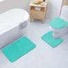 All American Collection 3PC Memory Foam Bath Mats Soft Plush Stripe Design Anti-Slip Shower Bathroom Contour Toilet Lid Cover Rugs (Stripe Aqua) view 1