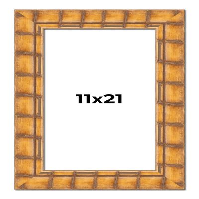 11x21 Frame Bamboo Natural Wood Beige Solid Wood Picture Frame | 2.875 Inch Moulding Width | Picture Frame Complete with UV Acrylic Plexiglass, Foam Board Backing & Hanging Hardware