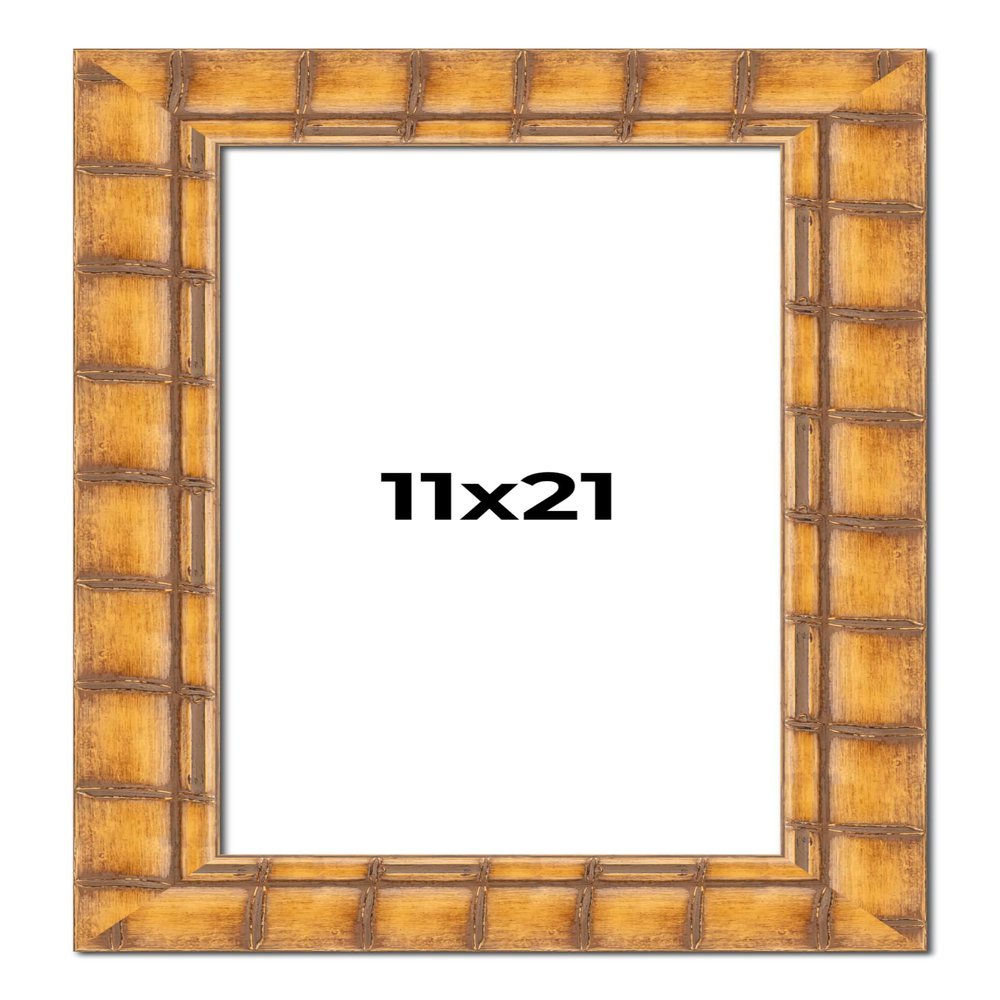 11x21 Frame Bamboo Natural Wood Beige Solid Wood Picture Frame | 2.875 Inch Moulding Width | Picture Frame Complete with UV Acrylic Plexiglass, Foam Board Backing & Hanging Hardware