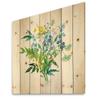 DesignQ Meadow Flowers Garland Farmhouse Wood Wall Decor, Green Wood Wall Art, Large Floral Wood Wall Panels Printed On Natural Pine Wood Art view 1
